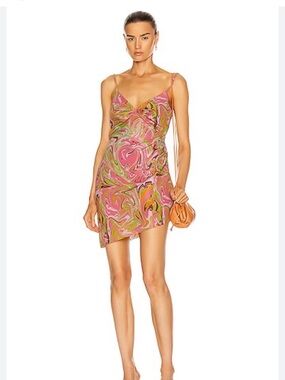 🌸✨ Maisie Wilen Psychedelic Swirl Asymmetrical Mini Dress Size S ✨🌸